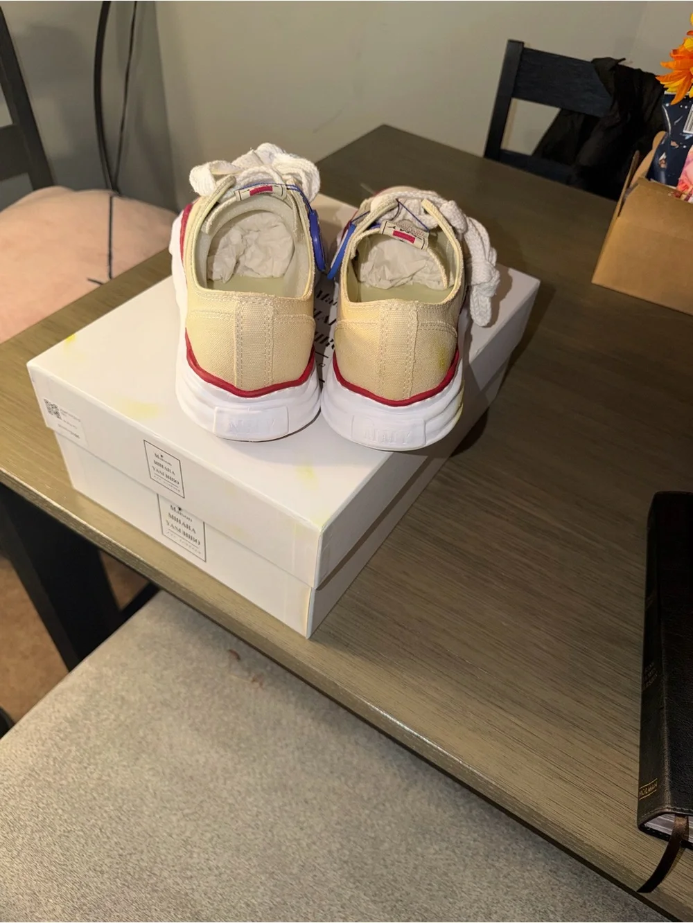 Maison MIHARA YASUHIRO Peterson Low OG Sole Canvas White Sneakers (Brown)